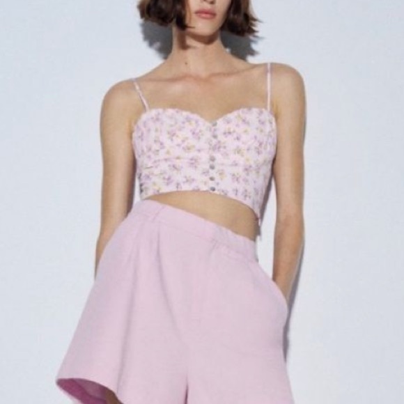 NWT Zara Floral Corset Crop Top - Picture 2 of 10